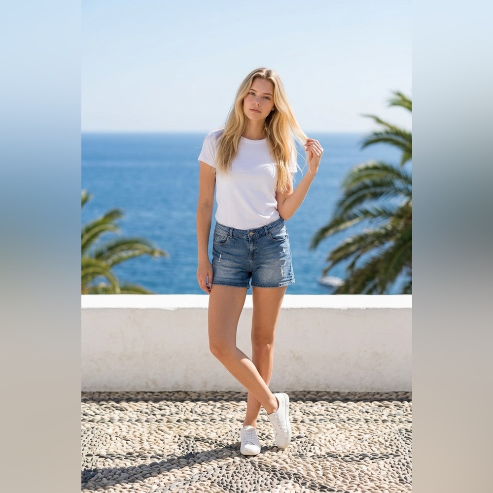 Stradivarius Blue Denim Shorts